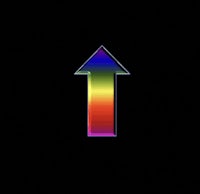 a rainbow arrow pointing up on a black background