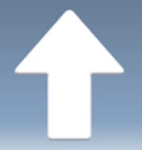 a white arrow pointing up on a blue background
