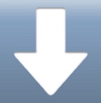 a white arrow pointing down on an iphone